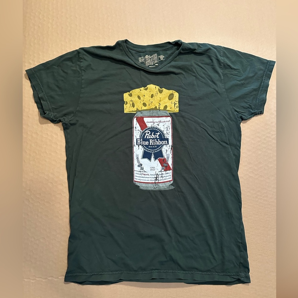 Pabst Blue Ribbon PBR green beer and cheese shirt